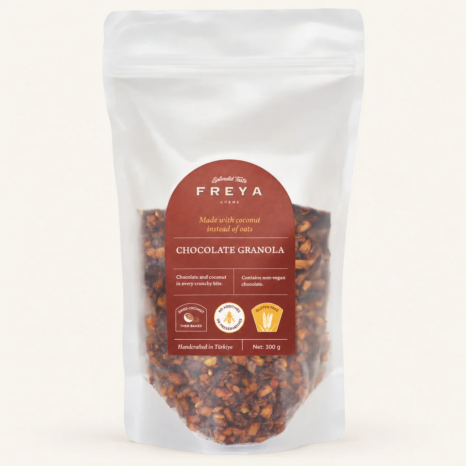 Freya Chocolate Granola — English label